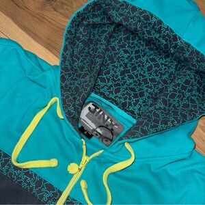 Jinx Men Pullover sz. L/XL Hoodie Full Zip Gamer Skull Zip Sleeve Teal Y2K Alien